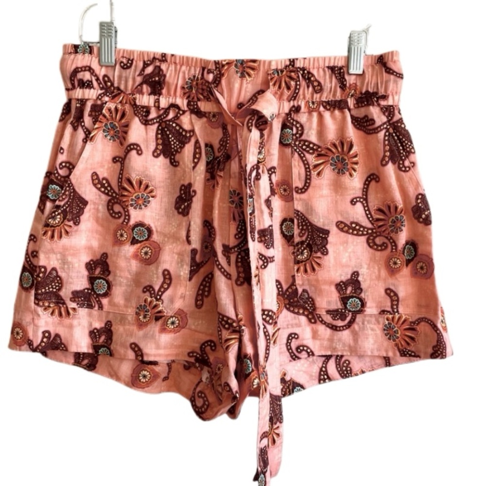 A.L.C. Paisley Print Tie-Waist Linen Short _ Barrett Short